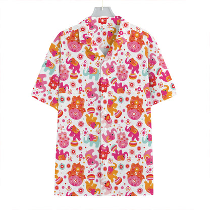Girly Elephant And Hamsa Pattern Print Hawaiian Shirt