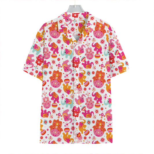 Girly Elephant And Hamsa Pattern Print Hawaiian Shirt