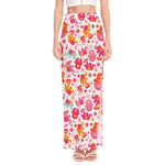 Girly Elephant And Hamsa Pattern Print High Slit Maxi Skirt