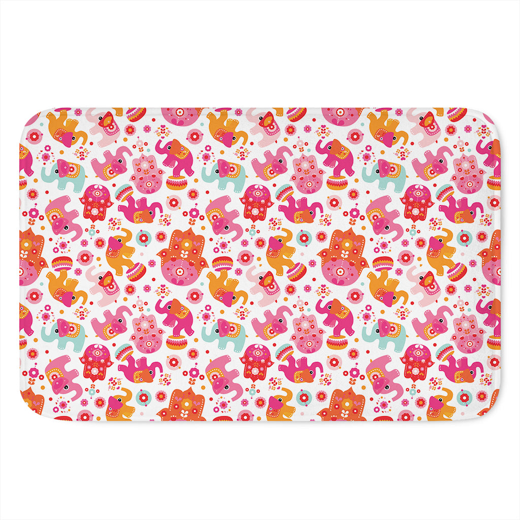 Girly Elephant And Hamsa Pattern Print Indoor Door Mat