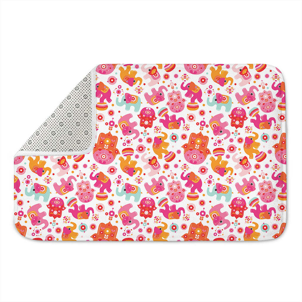 Girly Elephant And Hamsa Pattern Print Indoor Door Mat