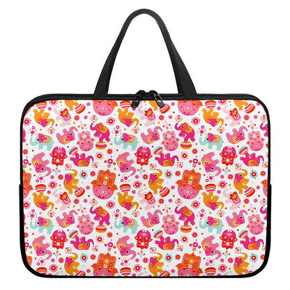 Girly Elephant And Hamsa Pattern Print Laptop Sleeve With Handle