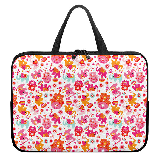 Girly Elephant And Hamsa Pattern Print Laptop Sleeve With Handle