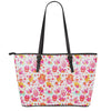 Girly Elephant And Hamsa Pattern Print Leather Tote Bag