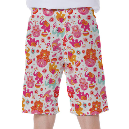 Girly Elephant And Hamsa Pattern Print Men's Beach Shorts