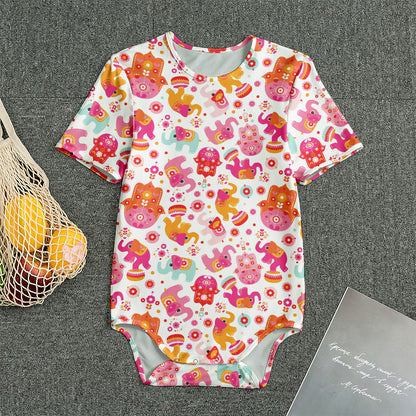 Girly Elephant And Hamsa Pattern Print Men's Bodysuit