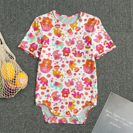 Girly Elephant And Hamsa Pattern Print Men's Bodysuit