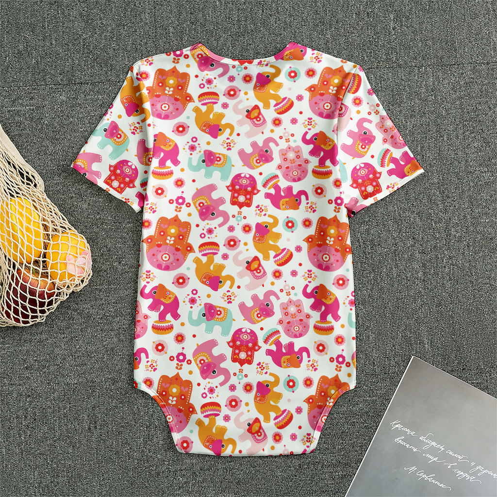 Girly Elephant And Hamsa Pattern Print Men's Bodysuit