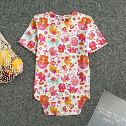 Girly Elephant And Hamsa Pattern Print Men's Bodysuit