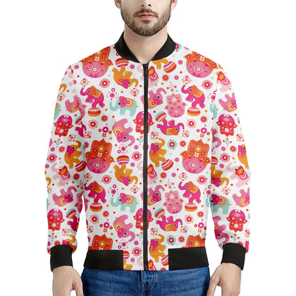 Girly Elephant And Hamsa Pattern Print Men's Bomber Jacket