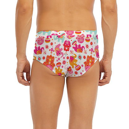Girly Elephant And Hamsa Pattern Print Men's Briefs