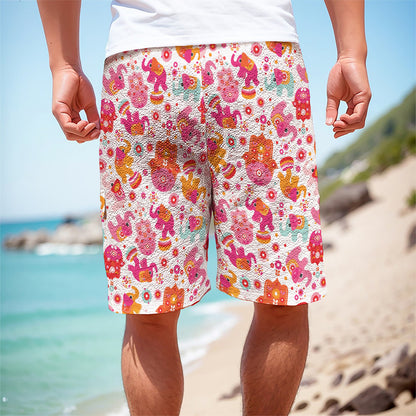 Girly Elephant And Hamsa Pattern Print Men's Cargo Shorts