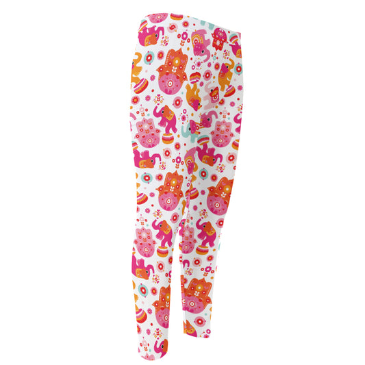 Girly Elephant And Hamsa Pattern Print Men's Compression Pants