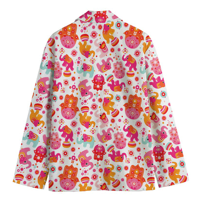 Girly Elephant And Hamsa Pattern Print Men's Cotton Blazer
