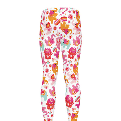 Girly Elephant And Hamsa Pattern Print Men's leggings