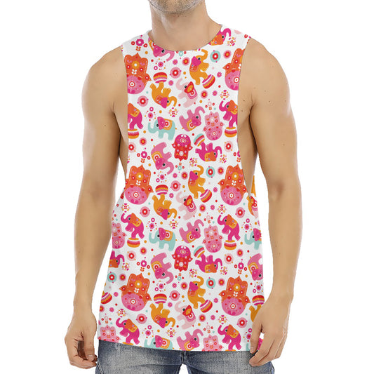 Girly Elephant And Hamsa Pattern Print Men's Muscle Tank Top