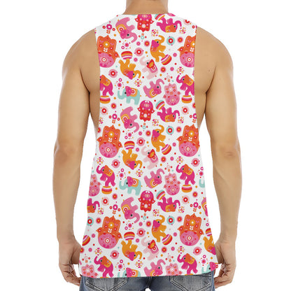 Girly Elephant And Hamsa Pattern Print Men's Muscle Tank Top