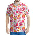 Girly Elephant And Hamsa Pattern Print Men's Polo Shirt