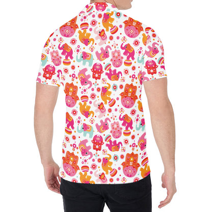 Girly Elephant And Hamsa Pattern Print Men's Shirt