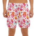 Girly Elephant And Hamsa Pattern Print Men's Split Running Shorts