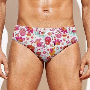 Girly Elephant And Hamsa Pattern Print Men's Swim Briefs