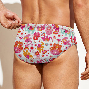 Girly Elephant And Hamsa Pattern Print Men's Swim Briefs