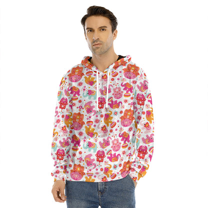 Girly Elephant And Hamsa Pattern Print Men's Velvet Pullover Hoodie