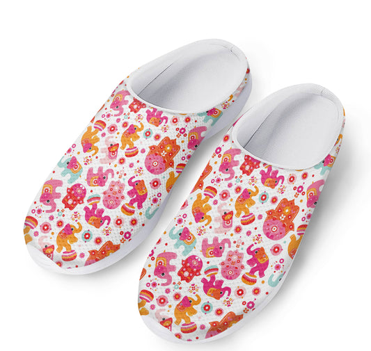 Girly Elephant And Hamsa Pattern Print Mesh Casual Shoes