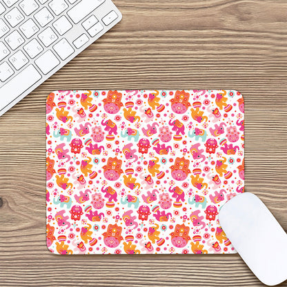 Girly Elephant And Hamsa Pattern Print Mouse Pad