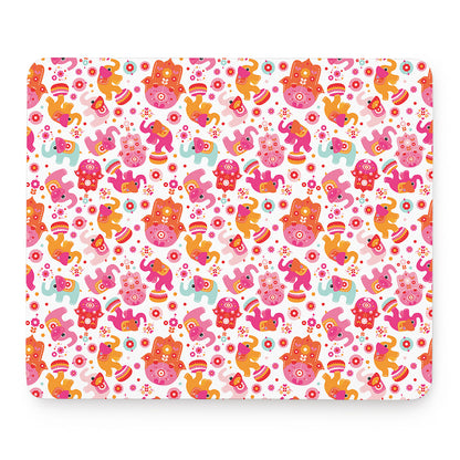 Girly Elephant And Hamsa Pattern Print Mouse Pad