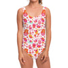 Girly Elephant And Hamsa Pattern Print One Piece Swimsuit