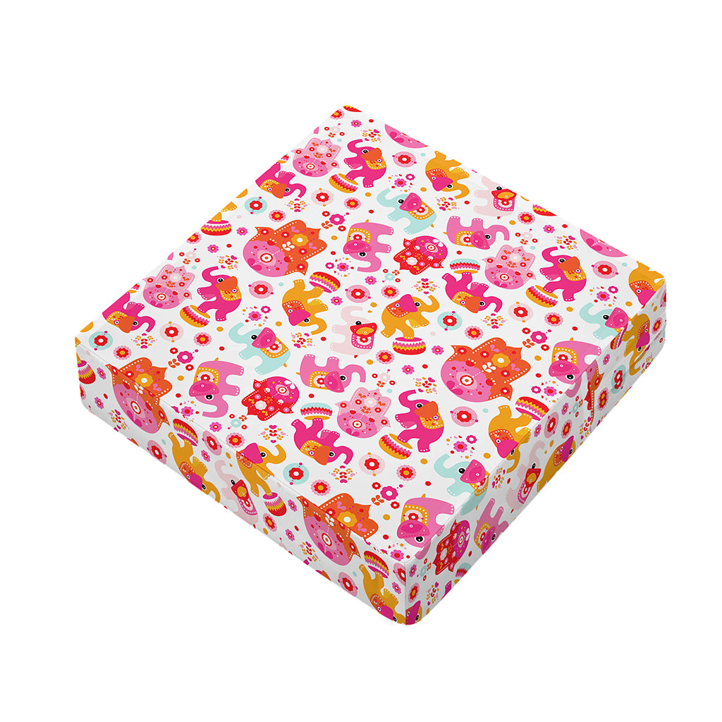 Girly Elephant And Hamsa Pattern Print Outdoor Seat Cushion Cover