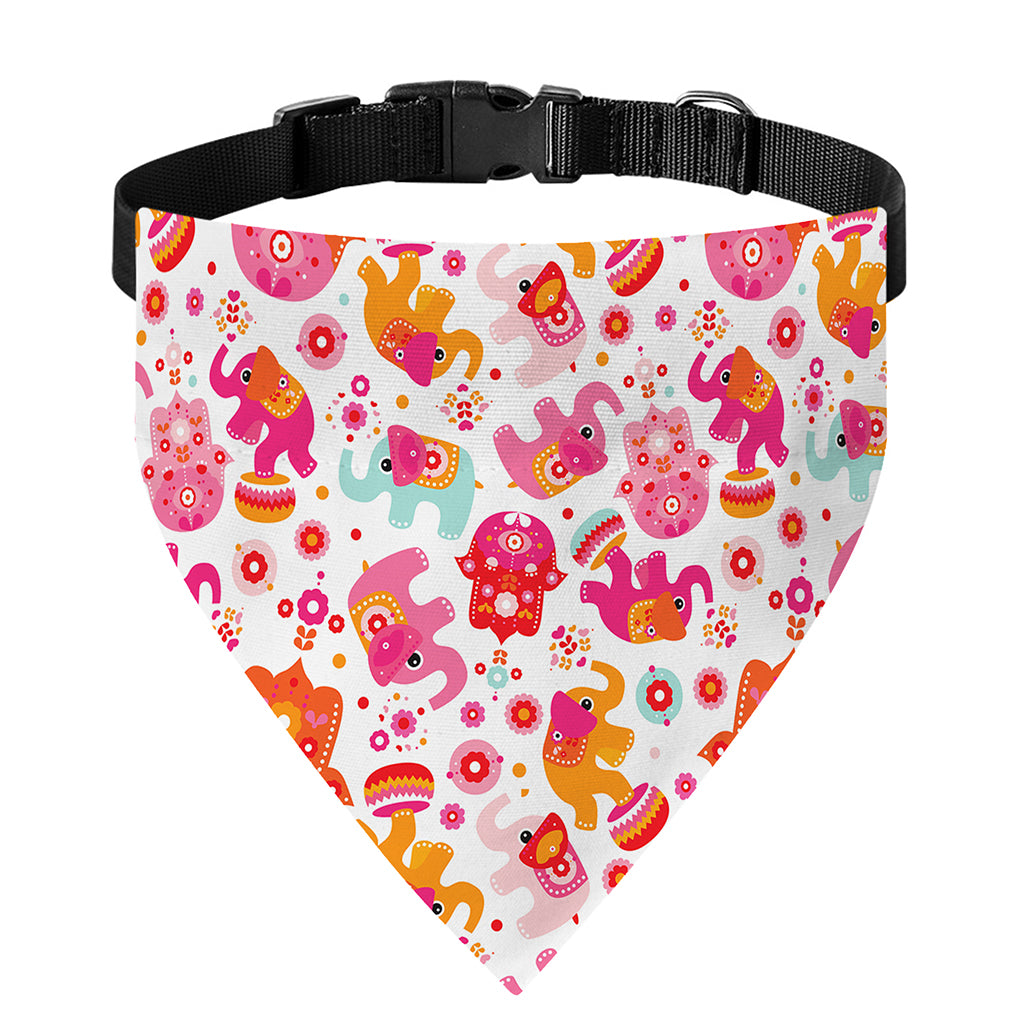 Girly Elephant And Hamsa Pattern Print Over The Collar Dog Bandana