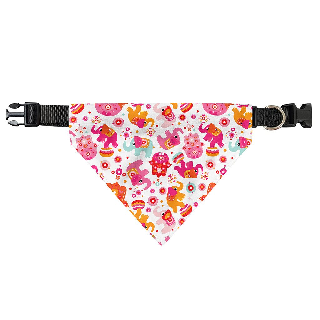 Girly Elephant And Hamsa Pattern Print Over The Collar Dog Bandana