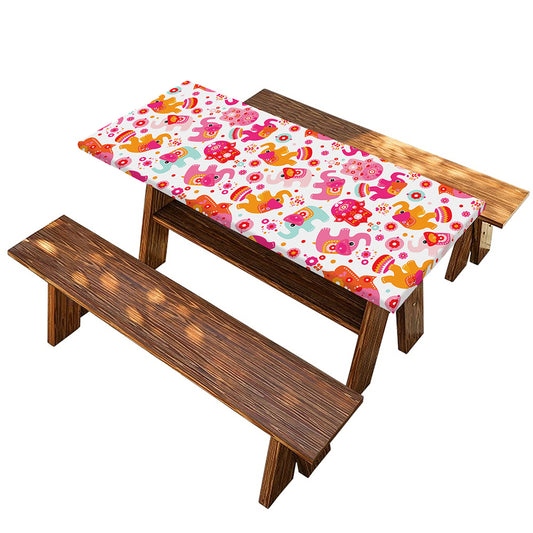 Girly Elephant And Hamsa Pattern Print Picnic Table Cover