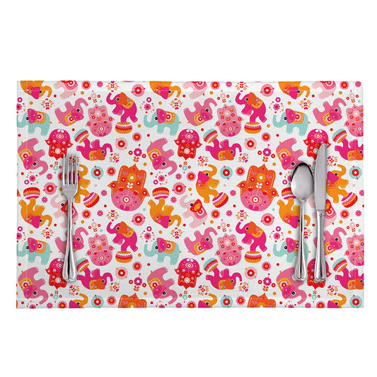 Girly Elephant And Hamsa Pattern Print Placemat