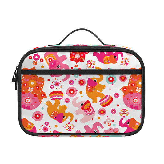 Girly Elephant And Hamsa Pattern Print Portable Lunch Bag