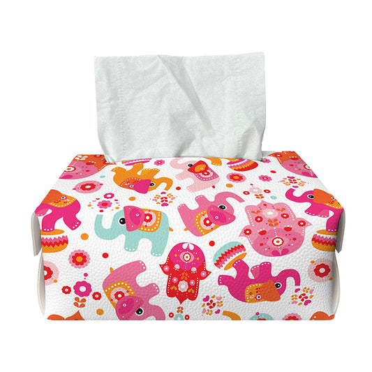 Girly Elephant And Hamsa Pattern Print Rectangle Tissue Box Cover