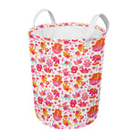 Girly Elephant And Hamsa Pattern Print Round Laundry Basket