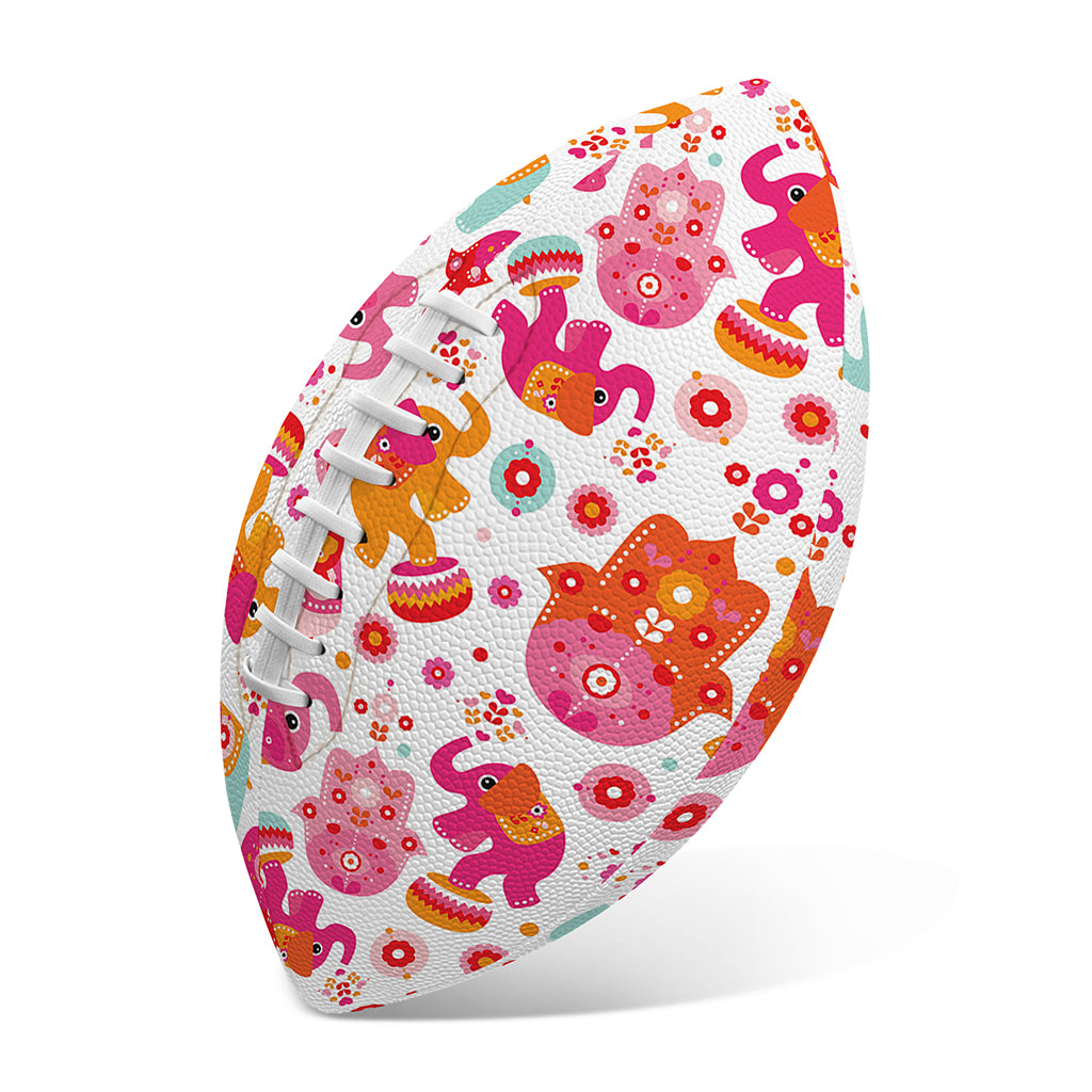 Girly Elephant And Hamsa Pattern Print Rugby Ball