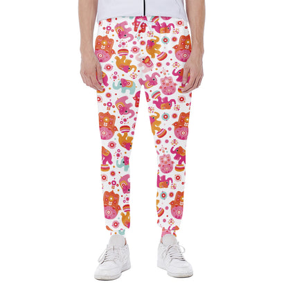 Girly Elephant And Hamsa Pattern Print Scuba Joggers