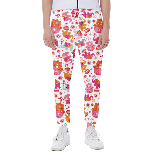 Girly Elephant And Hamsa Pattern Print Scuba Joggers
