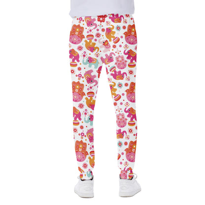 Girly Elephant And Hamsa Pattern Print Scuba Joggers