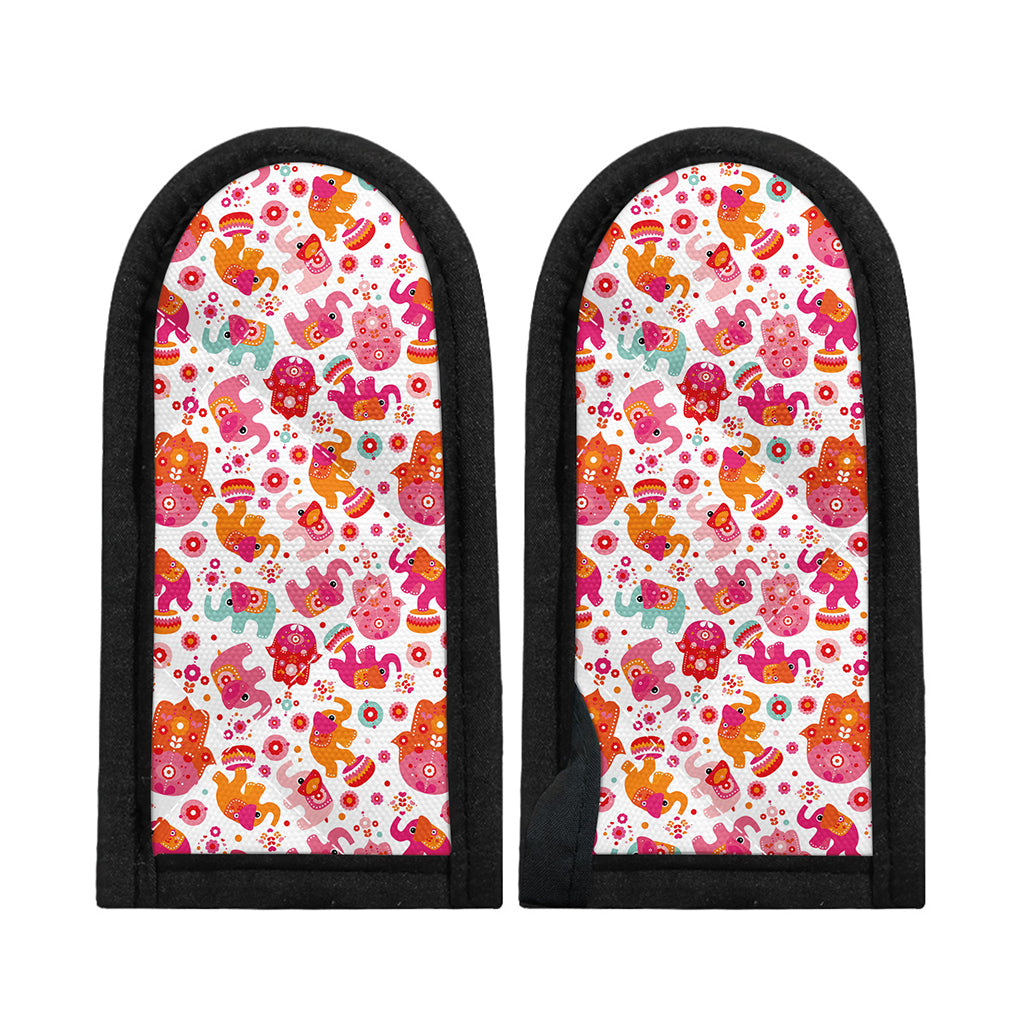 Girly Elephant And Hamsa Pattern Print Skillet Handle Cover