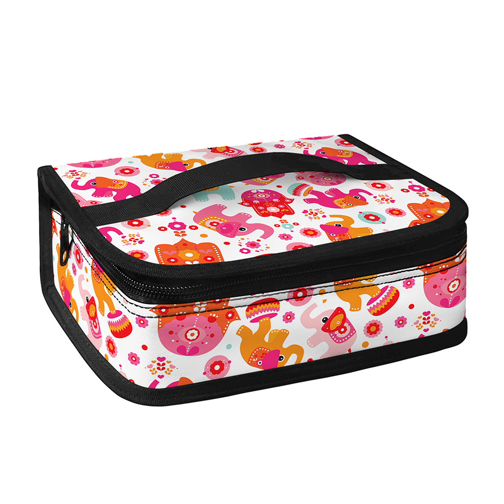 Girly Elephant And Hamsa Pattern Print Small Lunch Bag