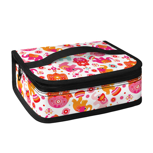 Girly Elephant And Hamsa Pattern Print Small Lunch Bag