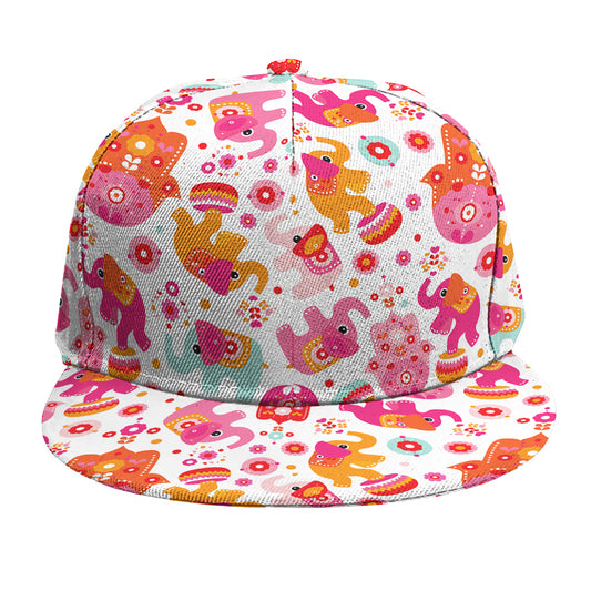 Girly Elephant And Hamsa Pattern Print Snapback Cap