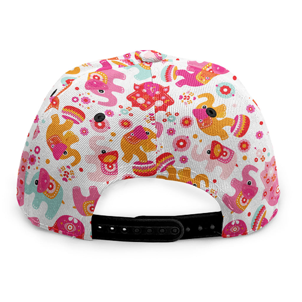 Girly Elephant And Hamsa Pattern Print Snapback Cap
