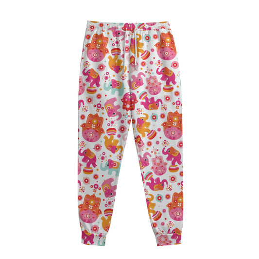 Girly Elephant And Hamsa Pattern Print Sweatpants