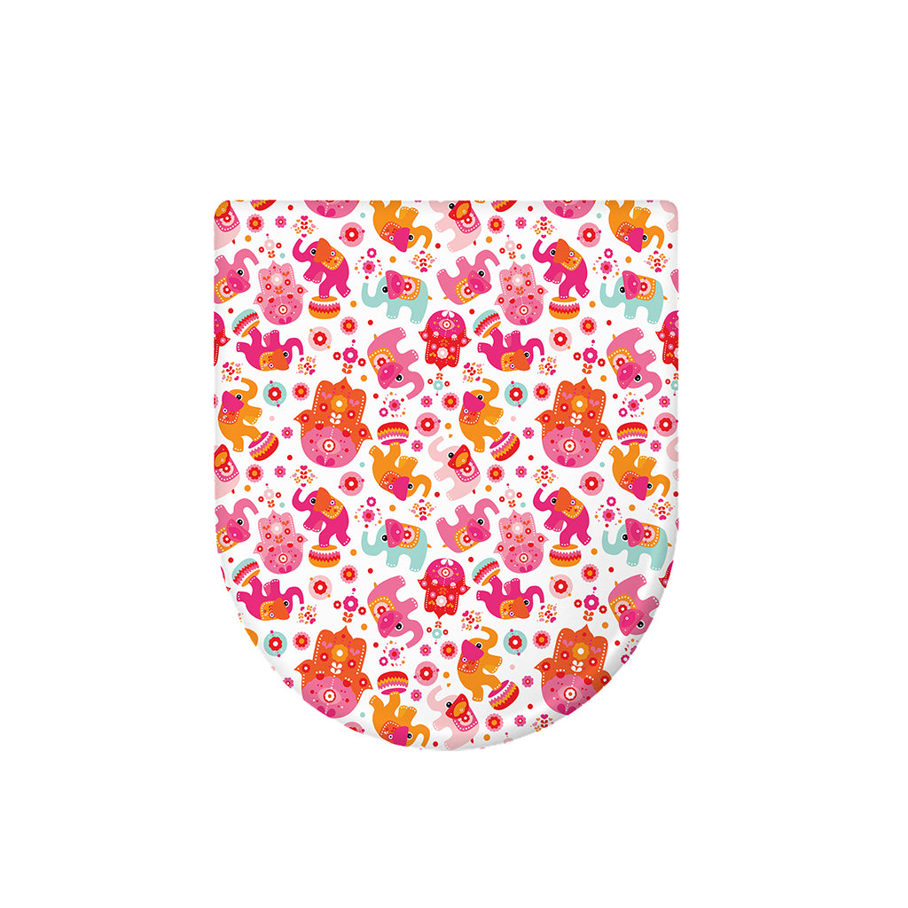 Girly Elephant And Hamsa Pattern Print Toilet Lid Cover
